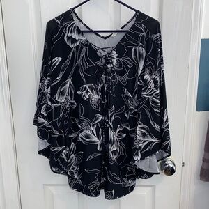 Soma Black and White Floral Blouse